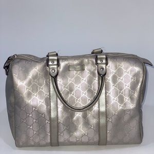 Gucci GG Plus Monogram Medium Joy Boston Silver Handbag